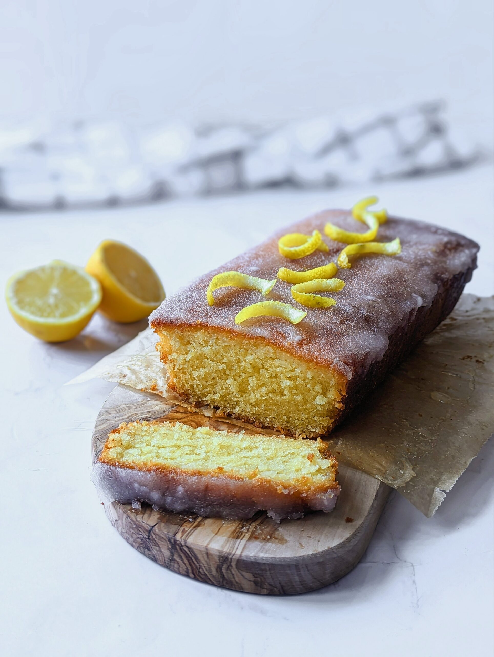 slice of lemon drizzle cake gluten and dairy free